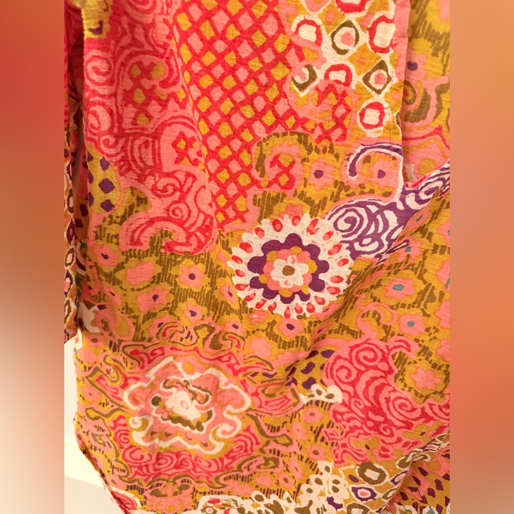 J.Crew Shirt Top  Tunic Top Boho Floral 3/4 Sleeve Split Neck Size Small - Picture 3 of 5